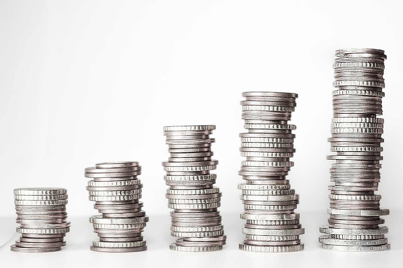 Stacks of coins growing in height