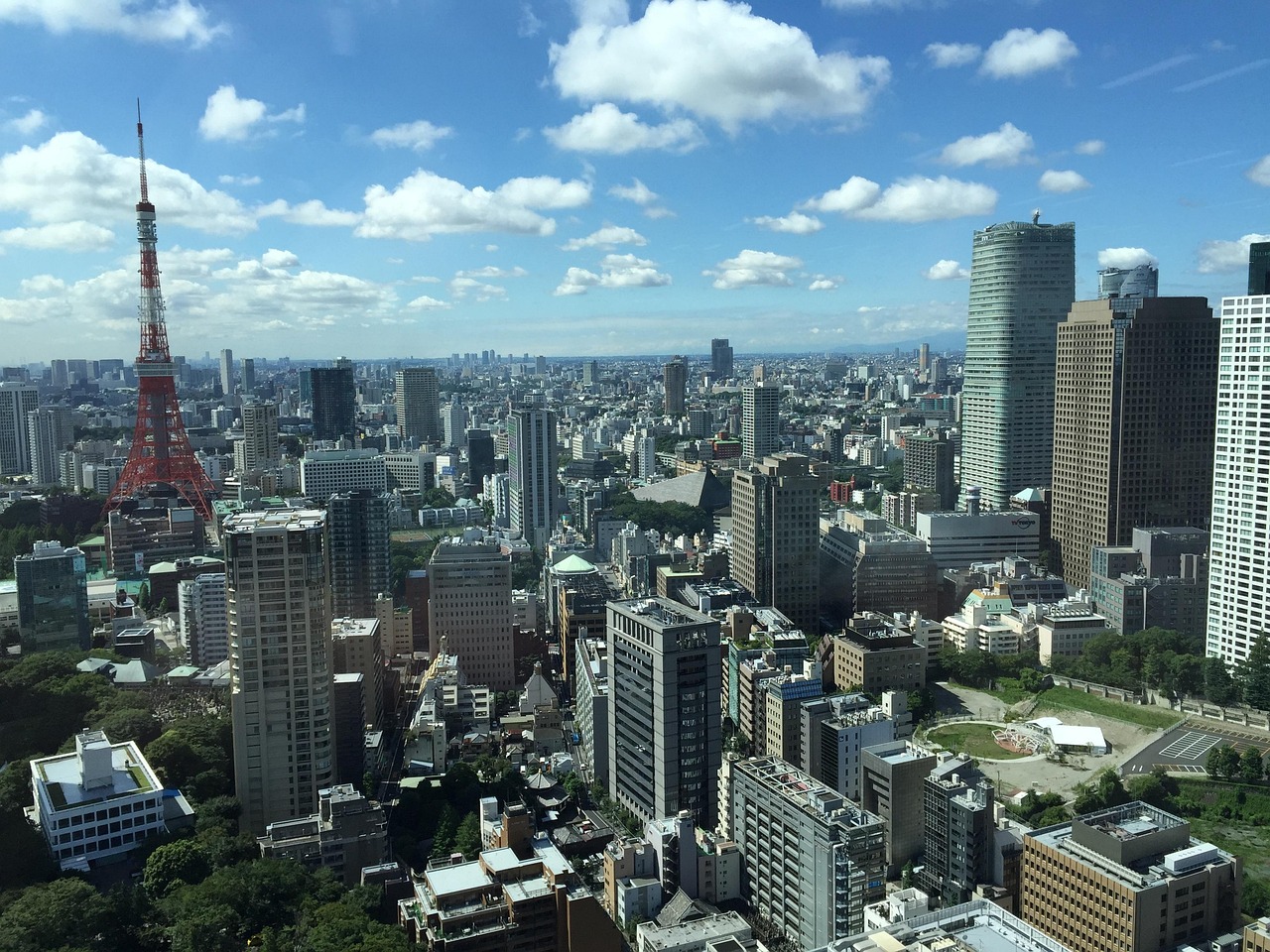 The Tokyo skyline with Tokyo Tower