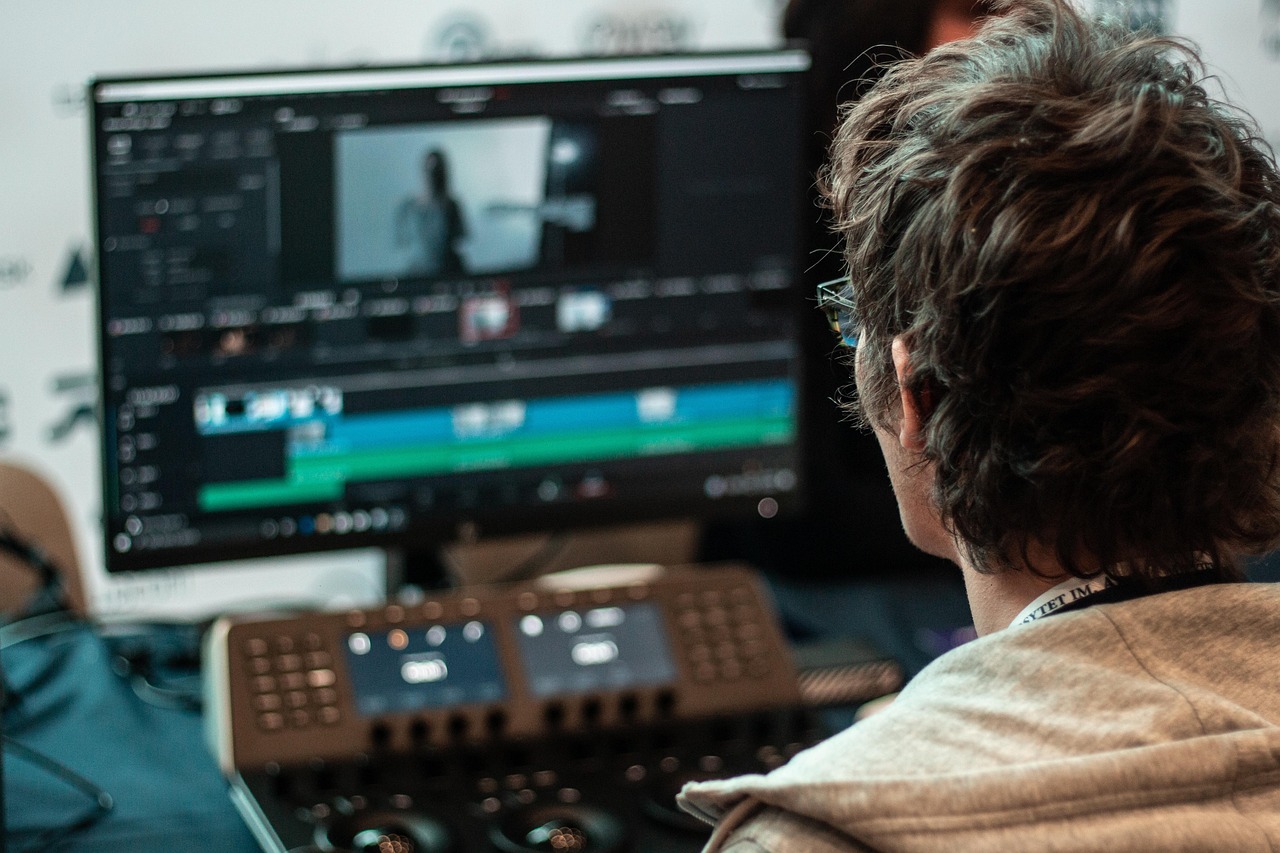 A video editor working on a timeline