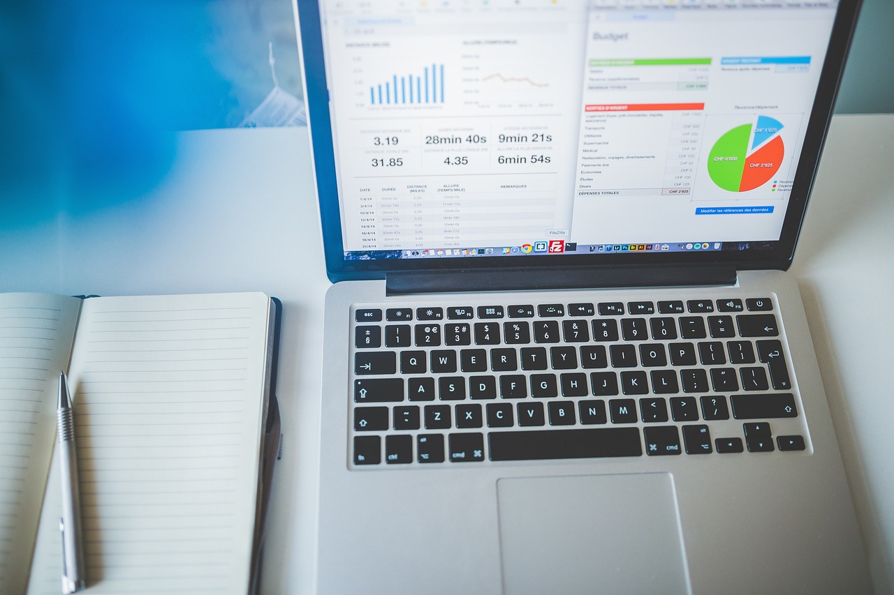 An analytics dashboard on a laptop